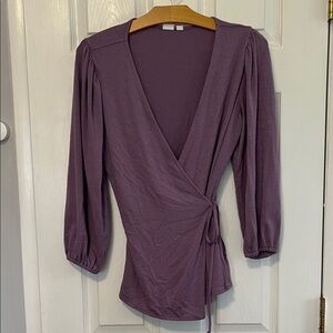 GAP Mauve Lavender Wrap Top with Side Tie